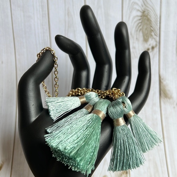 NWT Miss Ivory Pearl Tassel Necklace Golf Turquoise - Picture 2 of 5